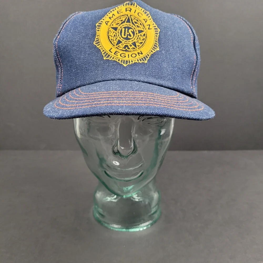 Vintage 1980s American Legion Denim Wash Snapback Hat